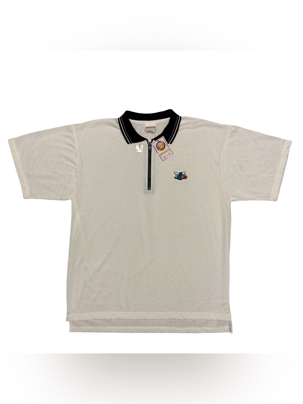 Vintage 90s Charlotte Hornets NBA Brandon Sportswear Quarter Zip Polo White L